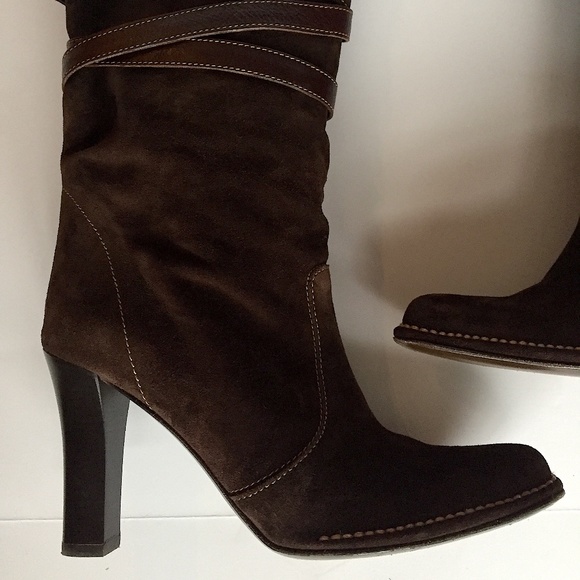 Coach Reiann Chocolate Brown Suede Boots Sz8 - Picture 4 of 7